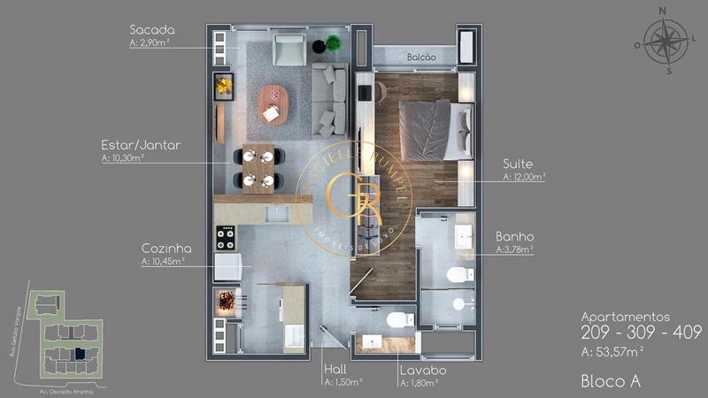 Apartamento na Planta de 01 dormitório no Centro em Canela: 15ª foto da galeria de imagens do imóvel