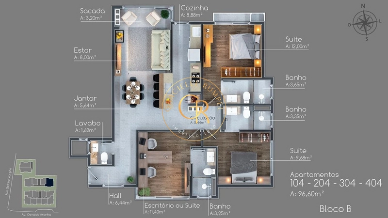 Apartamento na Planta de 03 dormitório no Centro em Canela: 15ª foto da galeria de imagens do imóvel