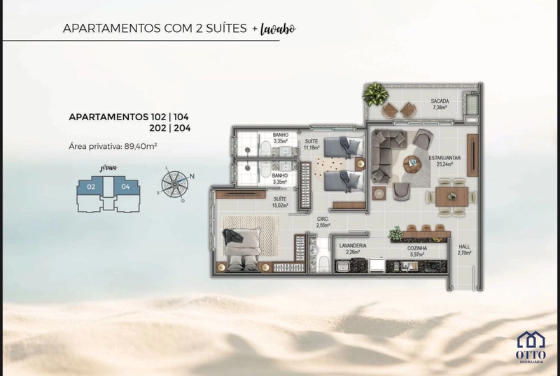 Apartamento 02 suítes, novo e equipado, apenas 20 passos da praia!: 21ª foto da galeria de imagens do imóvel