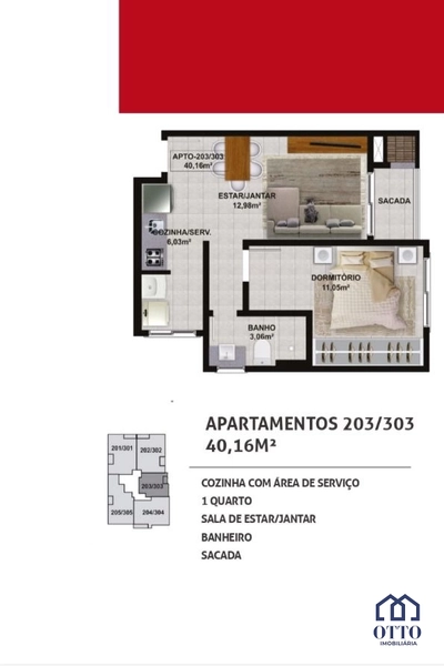Apartamento 01 dormitório, com vista para natureza em zona tranquila!: 9ª foto da galeria de imagens do imóvel