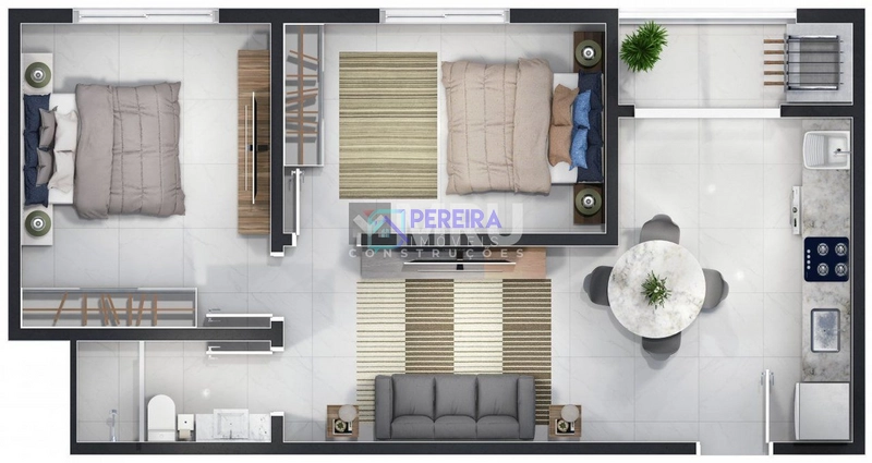 Apartamento na planta no Residencial Vivant: 13ª foto da galeria de imagens do imóvel