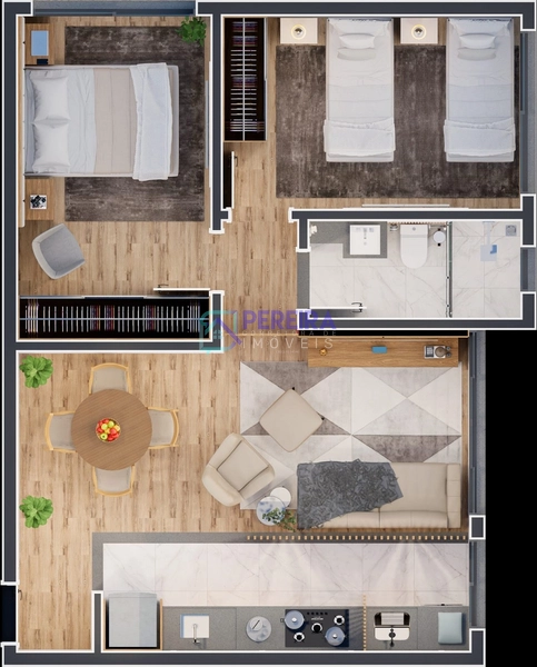 Apartamento na planta de 02 dormitórios no Edifício Garden.: 9ª foto da galeria de imagens do imóvel