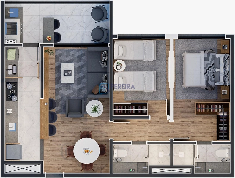Apartamento de 02 dormitórios no Ed. Garden: 10ª foto da galeria de imagens do imóvel