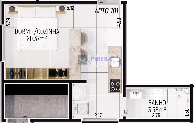 Apartamento para estudante em Santa Maria: 8ª foto da galeria de imagens do imóvel
