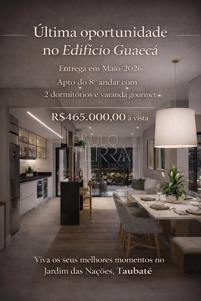 Apartamento à venda no Edifício Guaecá – 2 dormitórios e 1 vaga | Jardim das Nações – Taubaté: 2ª foto da galeria de imagens do imóvel