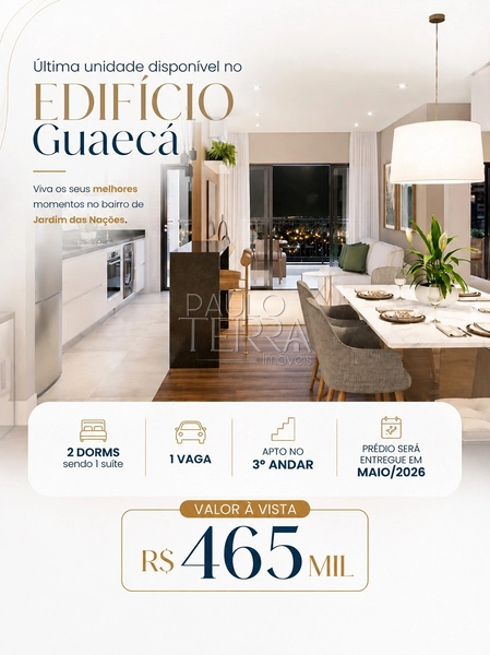 Apartamento no Edifício Guaecá com vista para Serra – 2 dormitórios e 1 vaga | Jardim das Nações – Taubaté: 3ª foto da galeria de imagens do imóvel