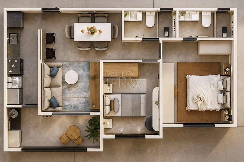 Apartamento à venda no Portal da Mantiqueira em Taubaté | 2 dormitórios (1 suíte) | Varanda gourmet | 64 m²: 2ª foto da galeria de imagens do imóvel