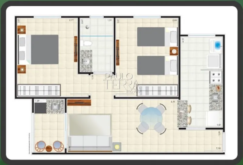 Apartamento novo 2 dormitórios e sacada gourmet - Taubaté/SP: 7ª foto da galeria de imagens do imóvel