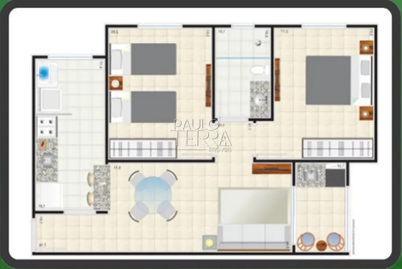 Apartamento novo com 2 dormitórios e varanda gourmet em Taubaté SP: 7ª foto da galeria de imagens do imóvel