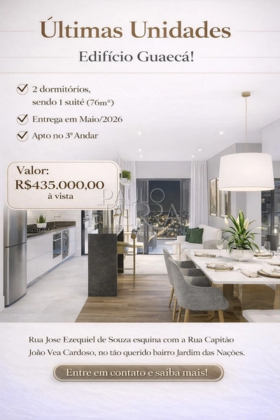 Apartamento à venda no Edifício Guaecá – 2 dormitórios e 1 vaga | Jardim das Nações – Taubaté: 2ª foto da galeria de imagens do imóvel