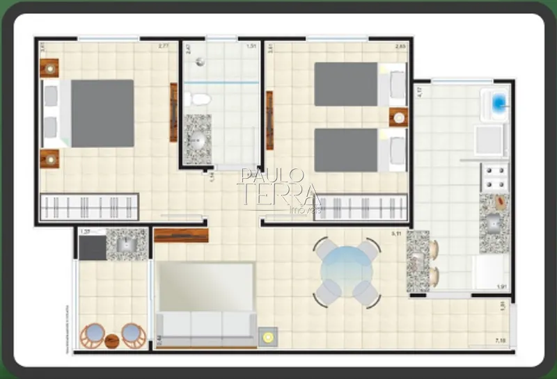 Apartamento novo com 2 dormitórios e varanda gourmet em Taubaté SP: 7ª foto da galeria de imagens do imóvel