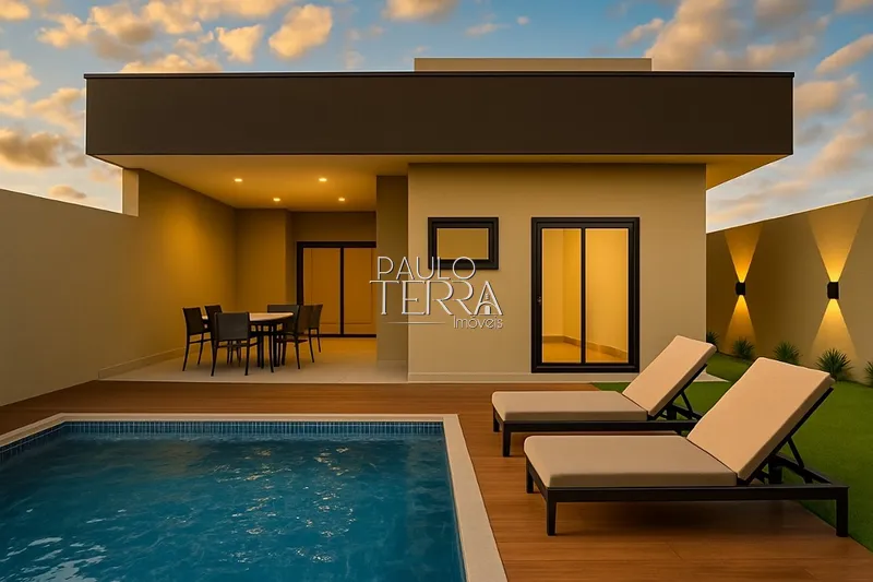 Casa térrea com escritório, 3 quartos e piscina no Condomínio Tecoara: 3ª foto da galeria de imagens do imóvel