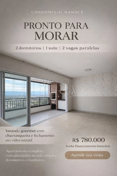 Apartamento à venda no Condomínio Manacá em Taubaté | Andar alto, 2 dormitórios (1 suíte), sacada gourmet e 2 vagas cobertas: 15ª foto da galeria de imagens do imóvel