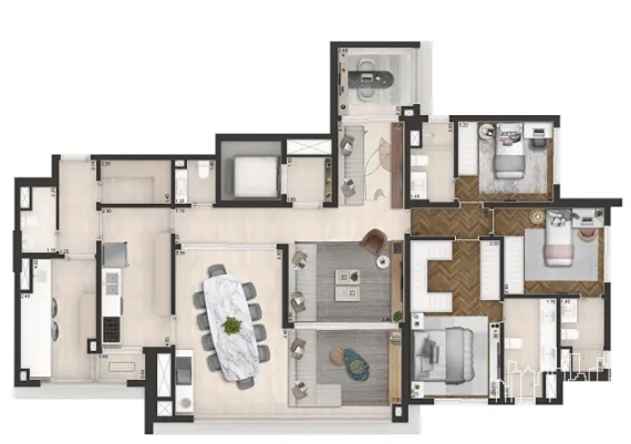 Apartamento 3 dormitórios no Brooklin : 13ª foto da galeria de imagens do imóvel