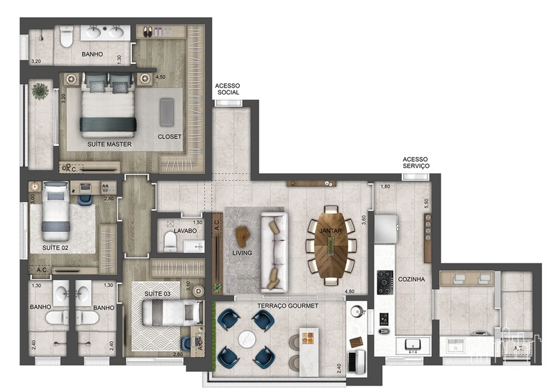 Apartamento 3 dormitórios no Brooklin: 13ª foto da galeria de imagens do imóvel