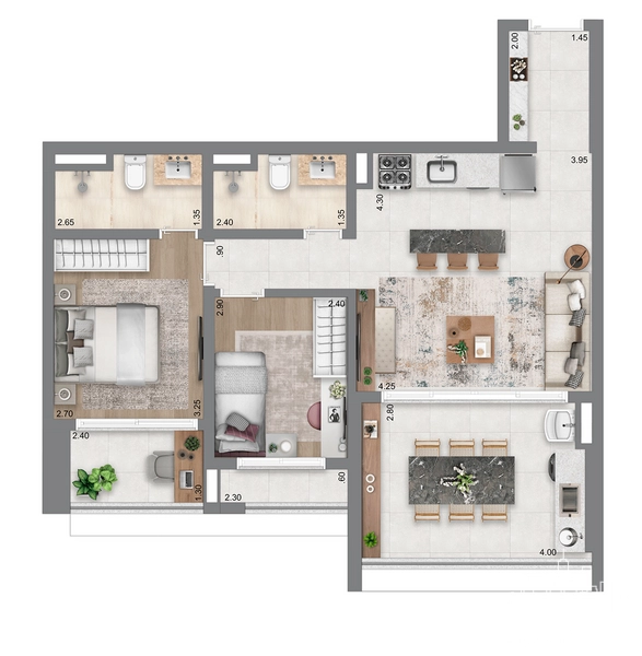 Apartamento 2 dormitórios no Brooklin: 18ª foto da galeria de imagens do imóvel
