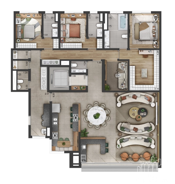 Apartamento 3 dormitórios em Alphaville: 10ª foto da galeria de imagens do imóvel