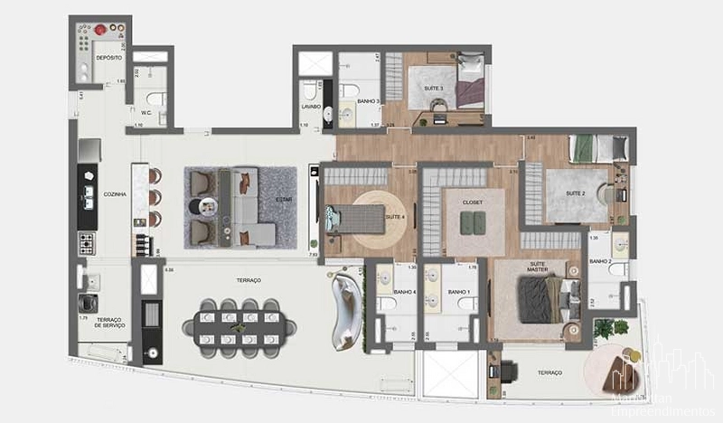 Apartamento 4 dormitórios no Brooklin: 33ª foto da galeria de imagens do imóvel