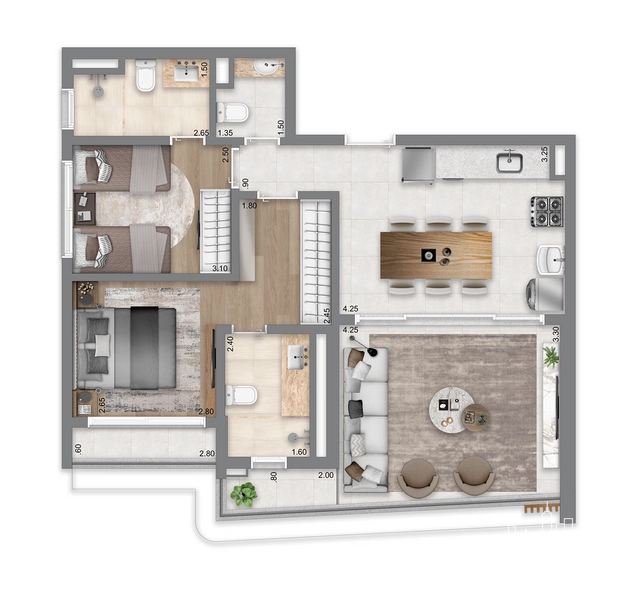 Apartamento 2 dormitórios no Brooklin: 18ª foto da galeria de imagens do imóvel