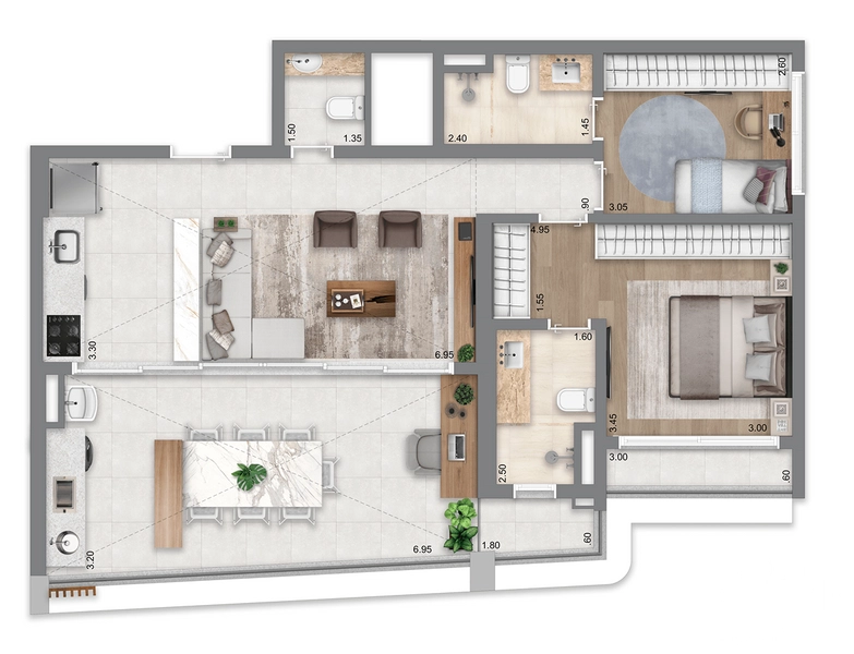 Apartamento 2 dormitórios no Brooklin: 17ª foto da galeria de imagens do imóvel