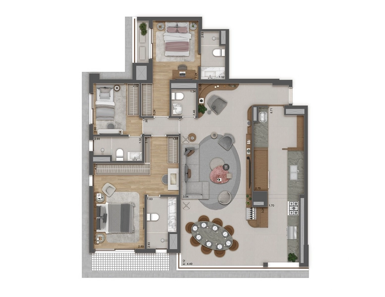Apartamento 3 dormitórios no Jardins: 12ª foto da galeria de imagens do imóvel