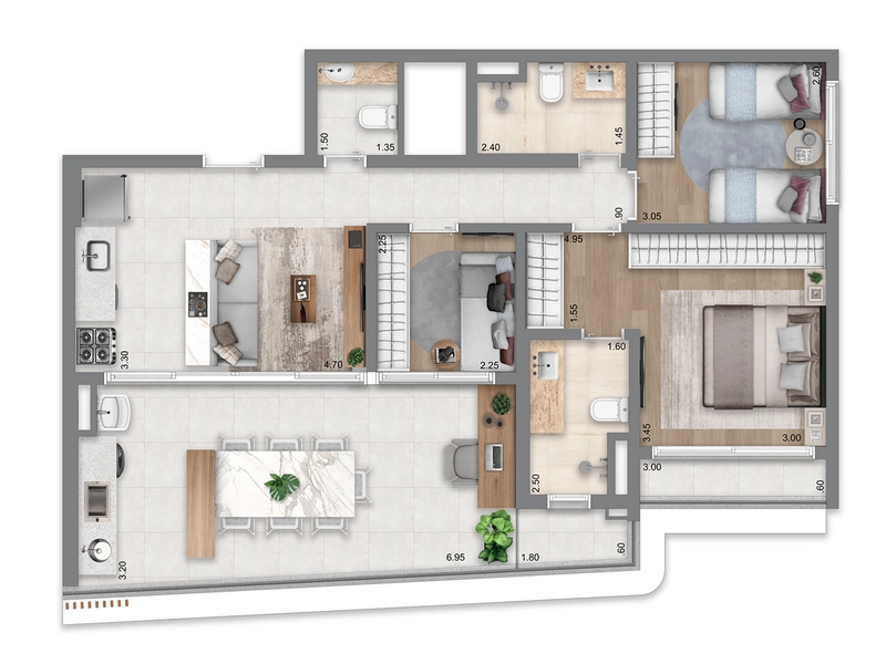 Apartamento 3 dormitórios no Brooklin: 17ª foto da galeria de imagens do imóvel