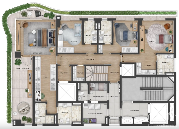 Apartamento 4 dormitórios no Jardins: 25ª foto da galeria de imagens do imóvel