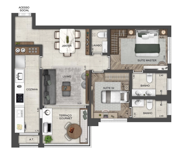Apartamento 2 dormitórios no Brooklin: 13ª foto da galeria de imagens do imóvel