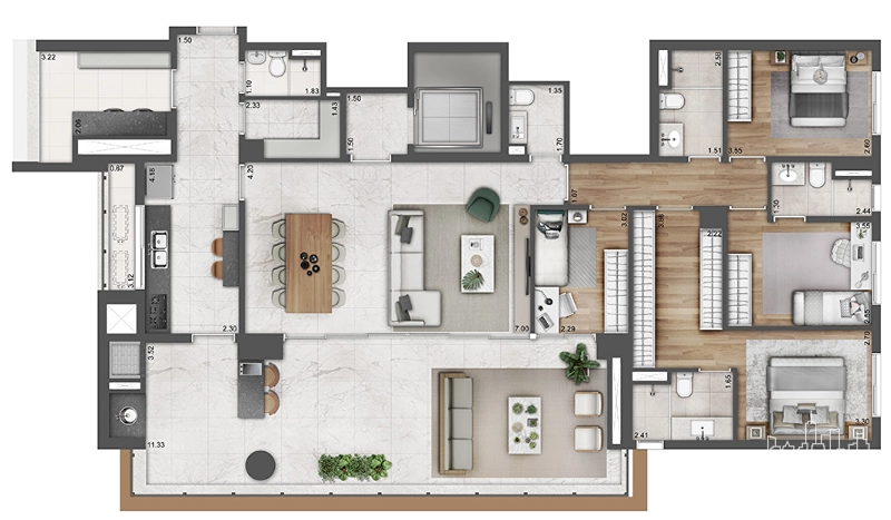 Apartamento 4 dormitórios no Brooklin: 9ª foto da galeria de imagens do imóvel