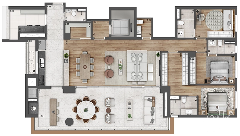 Apartamento 4 dormitórios no Brooklin: 8ª foto da galeria de imagens do imóvel