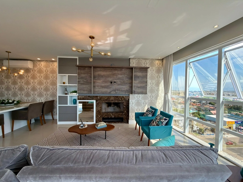 Apartamento na Zona Nova com vista para o mar, 146 m² privativos, 3 suítes, lareira, mobiliado e decorado, em edifício com piscina aquecida.: 14ª foto da galeria de imagens do imóvel