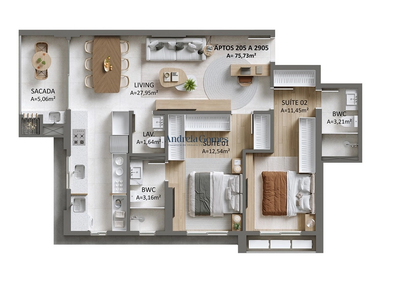 Apartamento com 02 suítes à venda em Itajaí, Fazenda : 3ª foto da galeria de imagens do imóvel