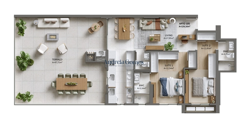 Apartamento com 2 suítes e amplo terraço à venda em Itajaí, Fazenda : 2ª foto da galeria de imagens do imóvel