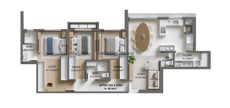 Apartamento com 03 dorm (sendo 1 suíte) à venda em Itajaí, Fazenda : 2ª foto da galeria de imagens do imóvel