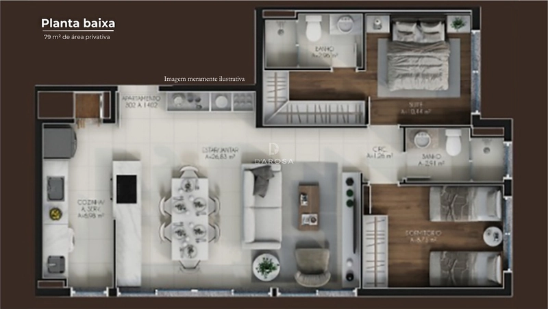 Apartamento 2 Dormitórios com Suíte e Opção para 3º Dormitório à Venda no Jardim Haut | Jardim Botânico: 4ª foto da galeria de imagens do imóvel
