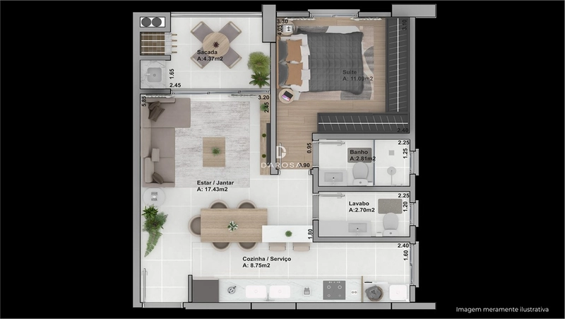 Apartamento 1 Dormitório com Suíte à venda no Centro de Lajeado | Residencial Titanium: 4ª foto da galeria de imagens do imóvel
