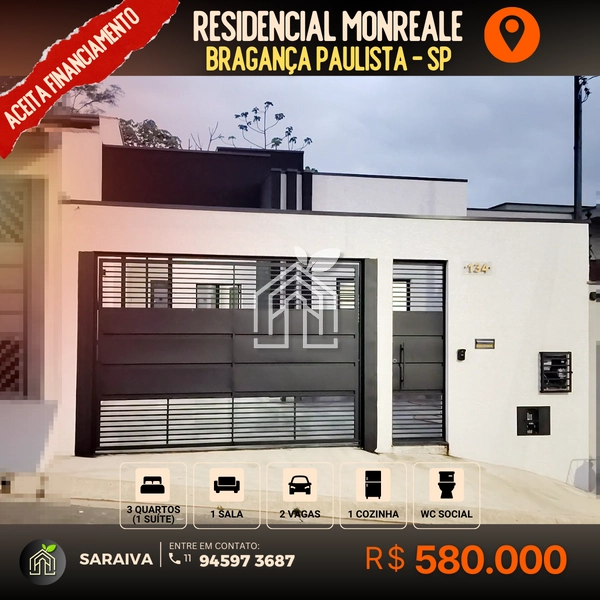Casa Nova No Res. Monreale, Bragança Paulista. Com 3 Dorm (1 Suíte): 16ª foto da galeria de imagens do imóvel