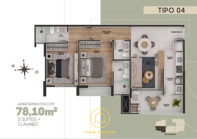 APARTAMENTO COM 3 DORMITÓRIOS O 2 DORMITÓRIOS: 8ª foto da galeria de imagens do imóvel