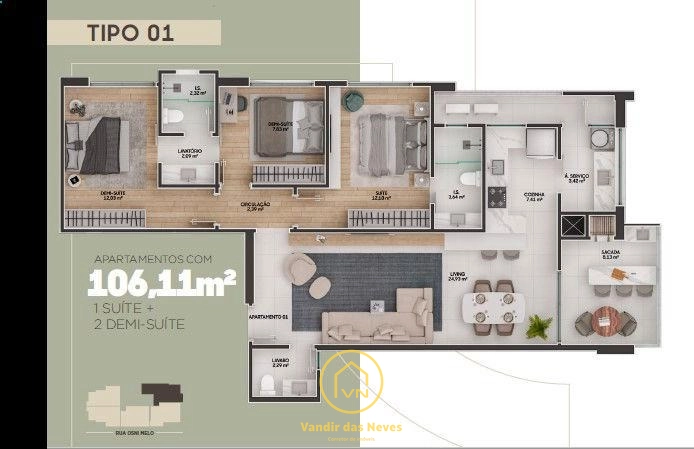 APARTAMENTO COM 3 DORMITÓRIOS O 2 DORMITÓRIOS: 5ª foto da galeria de imagens do imóvel