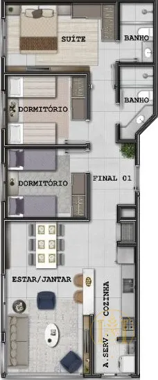 Apartamento de 3 dormitórios a uma quadra do Mar em Capão da Canoa!: 14ª foto da galeria de imagens do imóvel