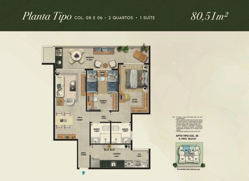 APARTAMENTO COM 2 QUARTOS SENDO 1 SUITE + VARANDA NO MARAVISTA POR R$640.000,00 - 79m2: 1ª foto da galeria de imagens do imóvel