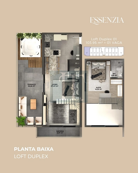 Apto - Loft Duplex à venda a 230 metros do mar e Canasvieiras : 3ª foto da galeria de imagens do imóvel