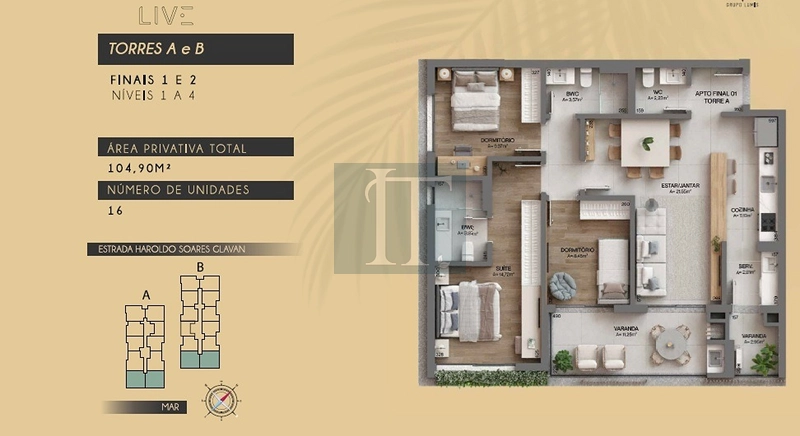 Apartamento 3 dormitórios à venda em Cacupé- Florianópolis: 3ª foto da galeria de imagens do imóvel