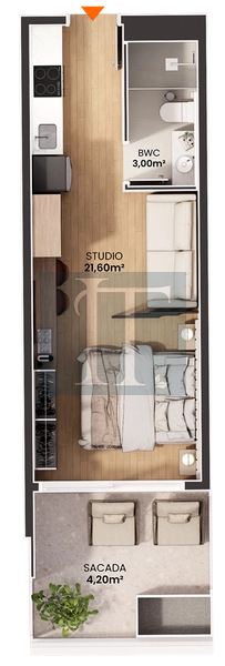 Apartamento stúdio à venda ao lado do mar na Cachoeira do Bom Jesus : 2ª foto da galeria de imagens do imóvel