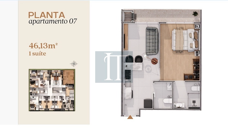 Apartamento com 1 suíte  à venda a 300 metros do mar em Jurerê : 3ª foto da galeria de imagens do imóvel