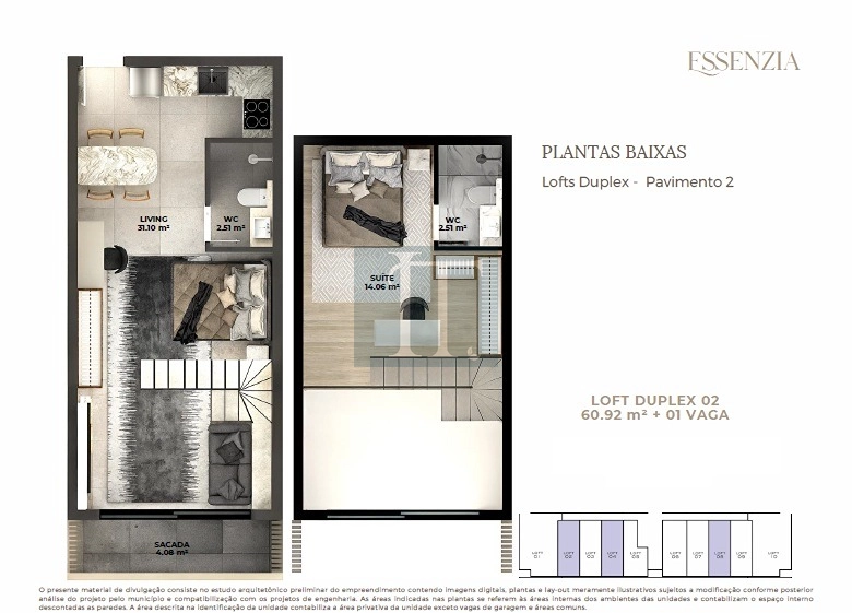 Apto - Loft Duplex à venda a 230 metros do mar e Canasvieiras : 3ª foto da galeria de imagens do imóvel