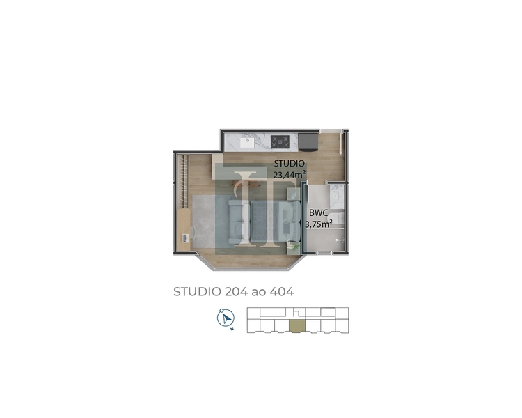 Studio à venda no Acquamarina Residence | Cachoeira do Bom Jesus: 2ª foto da galeria de imagens do imóvel