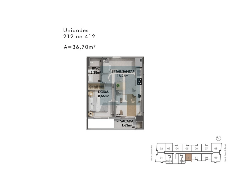 Apartamento de 1 dormitório no Smart Nova Cachoeira: 2ª foto da galeria de imagens do imóvel