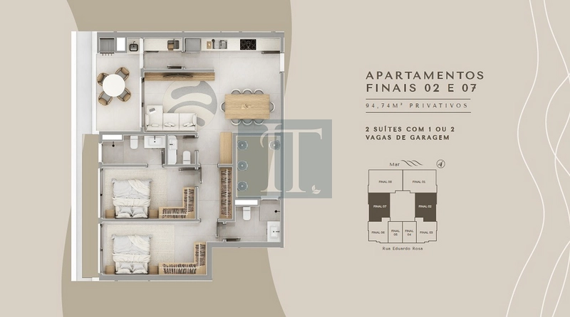 Apartamentom com 2 suítes à venda na Cachoeira do Bom Jesus - Florianópolis : 5ª foto da galeria de imagens do imóvel