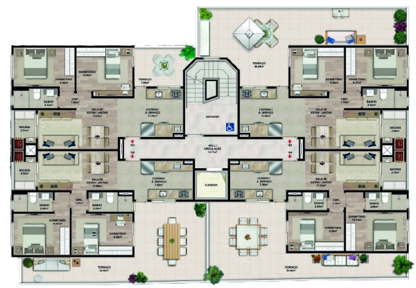 Level Place Residence Unidade com Garden e suíte em Lourdes: 9ª foto da galeria de imagens do imóvel